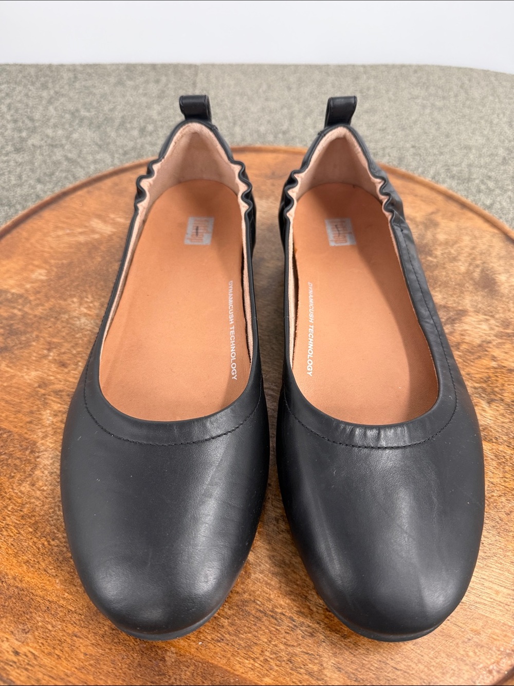 FitFlop Shoes Wm 8 Black Leather Ballet Flats Slip On Comfort Allegro - Picture 3 of 13
